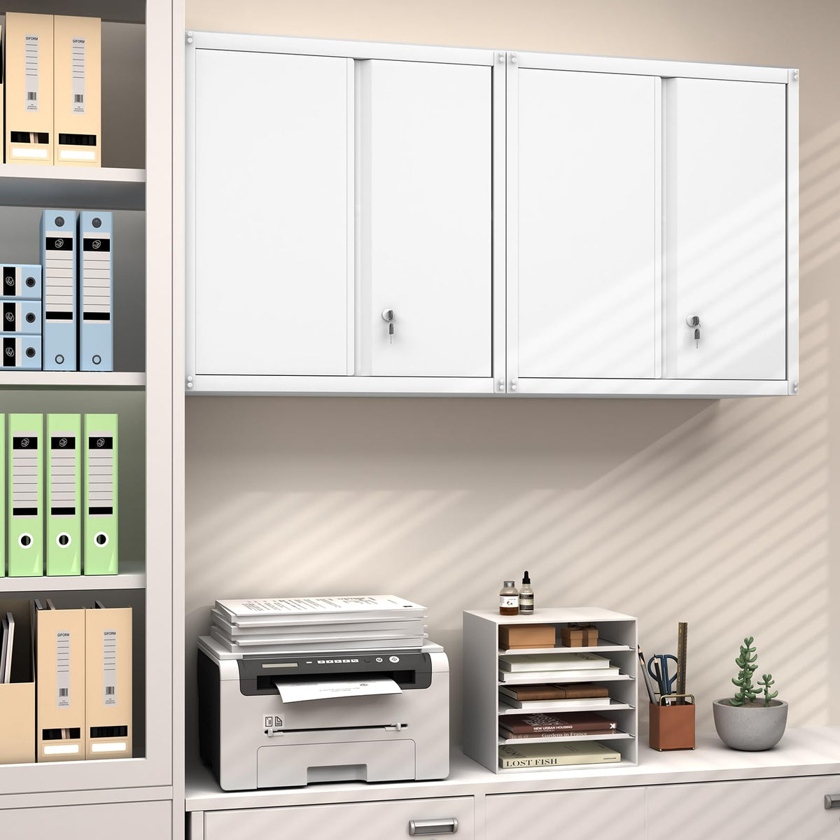 GREATMEET Metal Wall Cabinet, Wall Mounted Storage Cabinet with Lock for Garage Storage - image 2