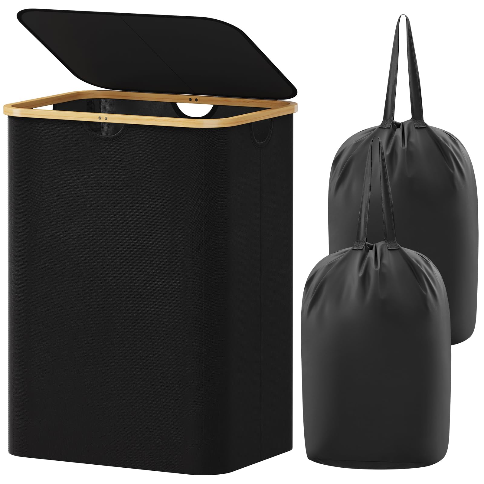 Lifewit 150L Laundry Basket with Lid | Foldable Hamper with 2 Bags