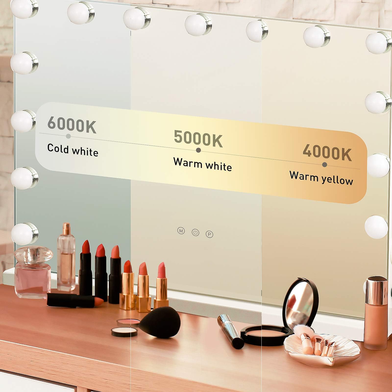 YOURLITE Hollywood Vanity Mirror | 15 Dimmable LED Bulbs & USB Port