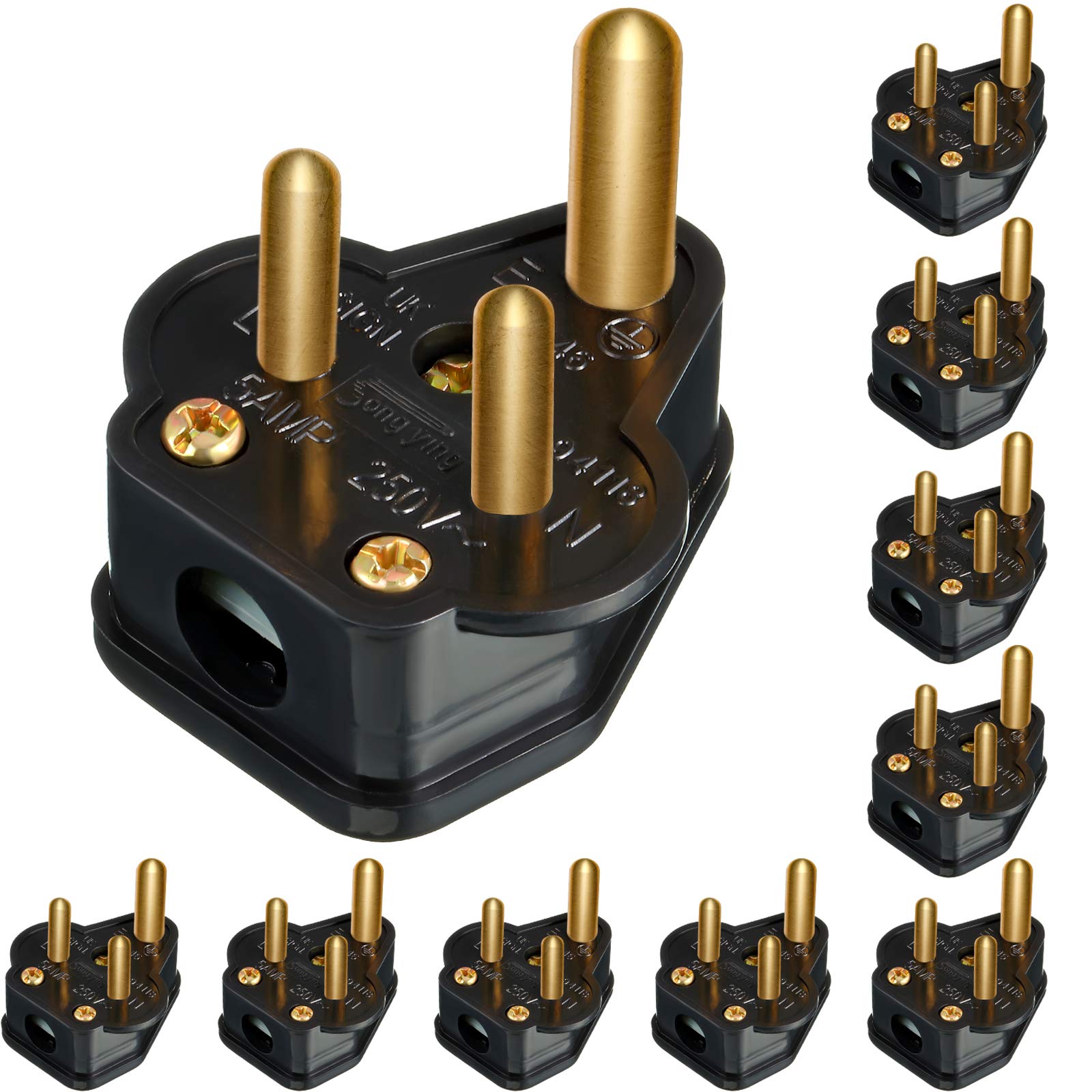 5 Amp Round Pin Plugs | BS546 Stage Lighting Mains - 10 Pack