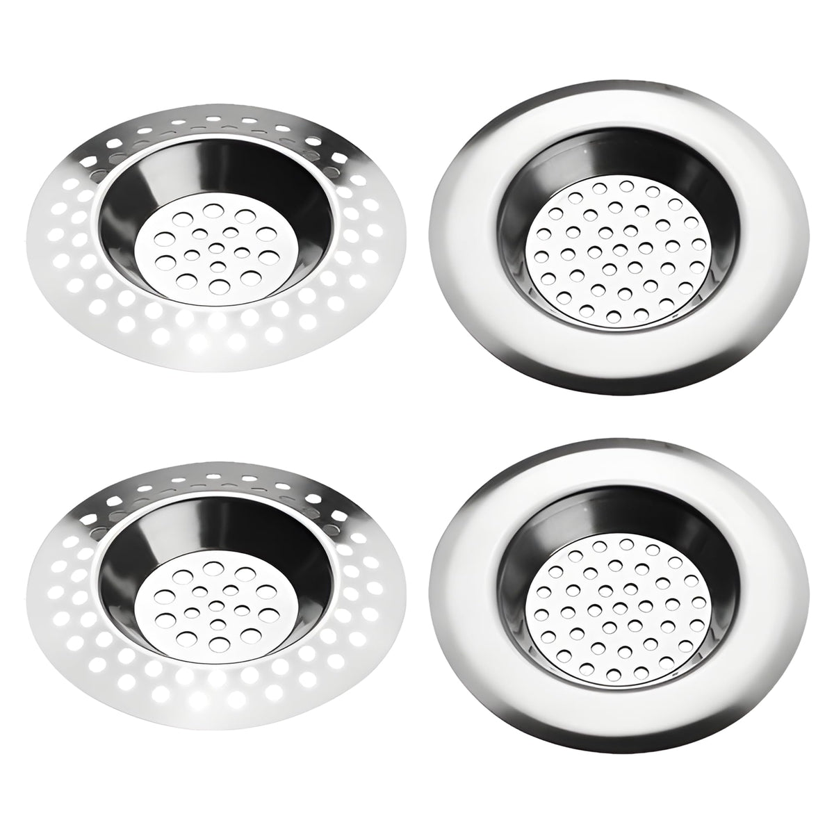 4 PCS Drain Hair Catcher, Stainless Steel Kitchen Sink Strainer Plug Shower Bathroom Plug Hole Sink Filter, Drain Protector Filter7.3CM, 7.7CM