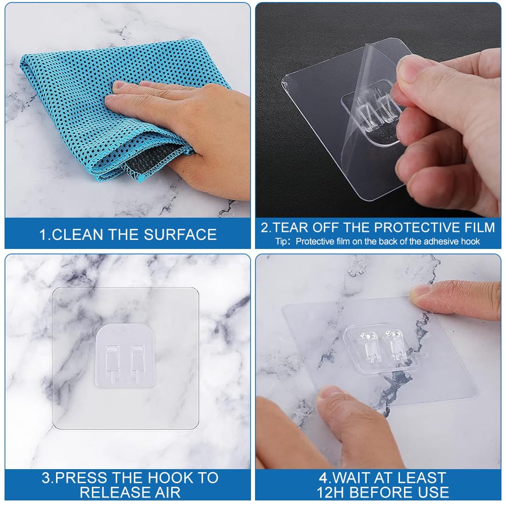 WOLMIK Shower Caddy Adhesive Replacement - 6 PCS Corner Shower Caddy Adhesive Sticker Hooks with Scraper - image 4