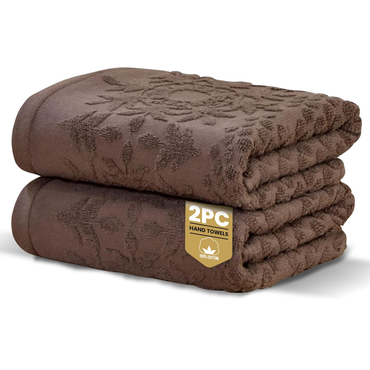 Rapport Home Versailles Jacquard Hand Towels 2 Pack, Mushroom Latte - image 1