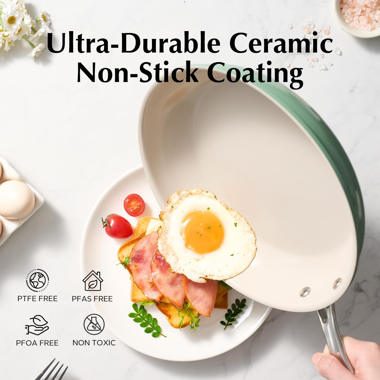 Redchef Ceramic Nonstick Frying Pan Set | 3-Piece Skillet Set, Oven Safe