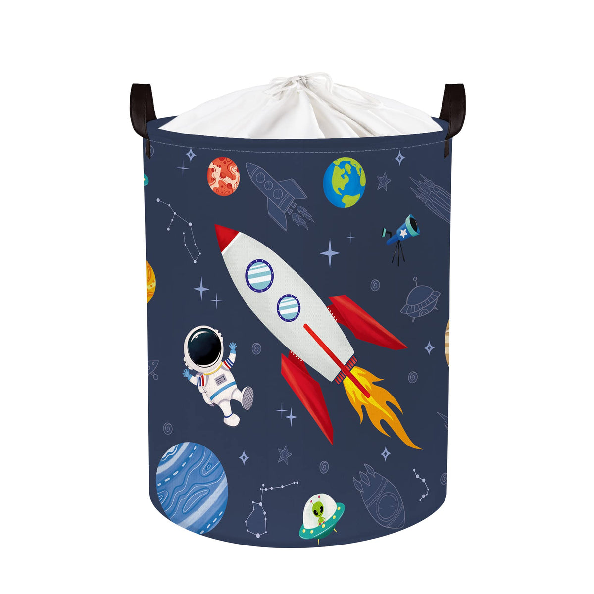 Clastyle Space Laundry Hamper Cosmic Book Storage Basket for Bathroom Parent Storage Box to Organize Toy Clothes, Rocket, 36x45 cm