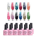 AIMEILI 12pc Glitter Gel Nail Polish Set - Soak Off UV LED Kit 7