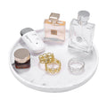 Luxspire Resin Round Vanity Tray – Marble White Bathroom Organizer