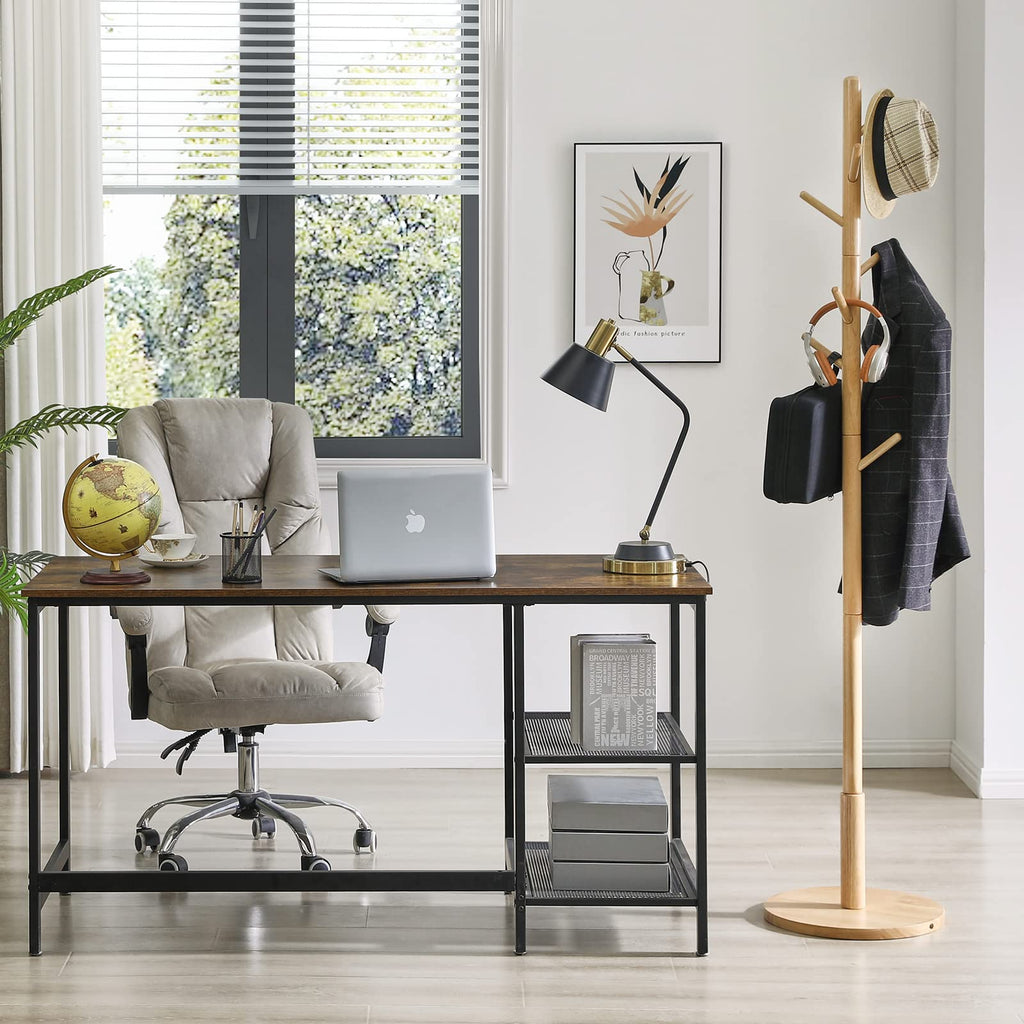 IBUYKE Solid Wood Coat Tree | 8-Hook Free Standing Rack with Round Base