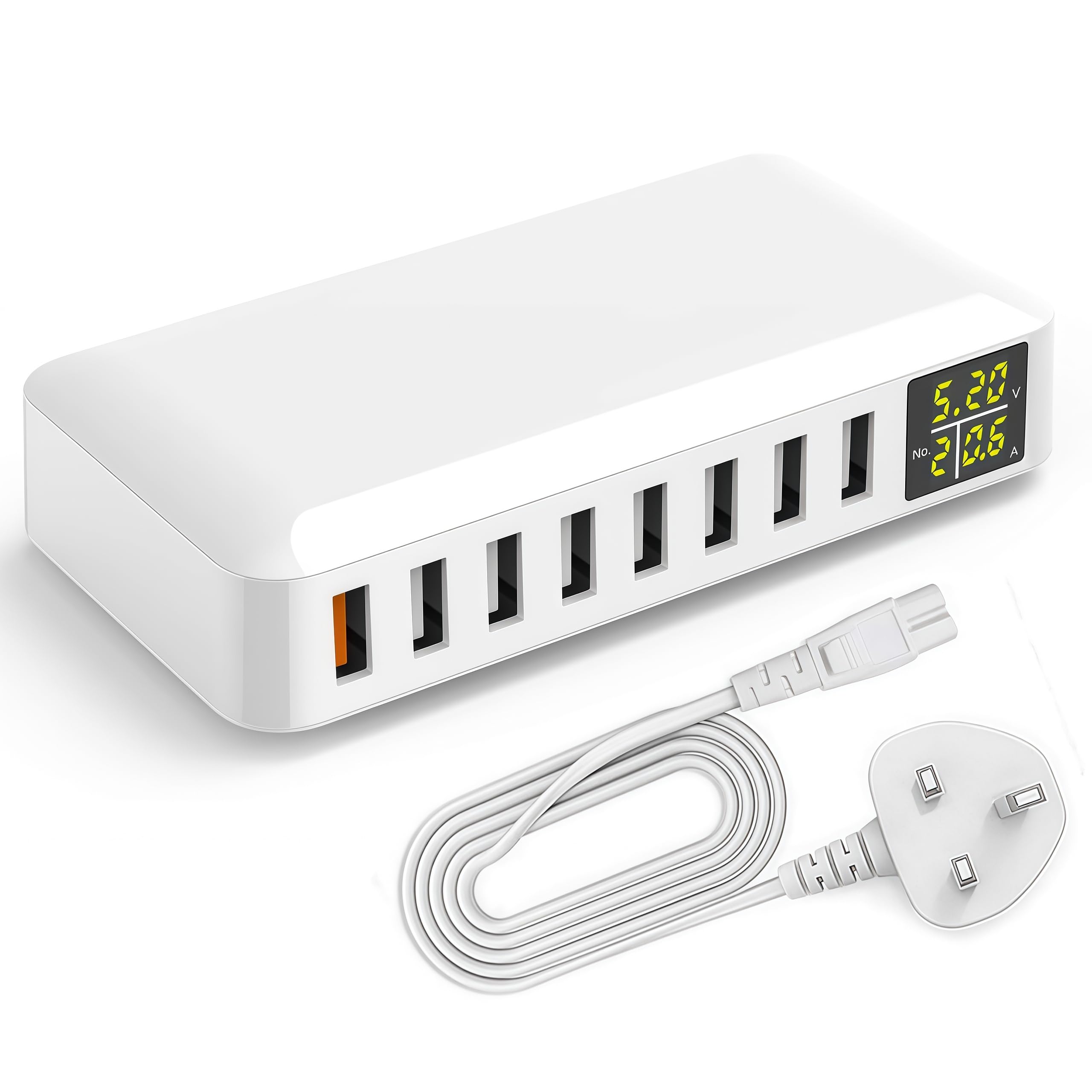 60W 8-Port USB Charging Station with LED Display & QC 3.0