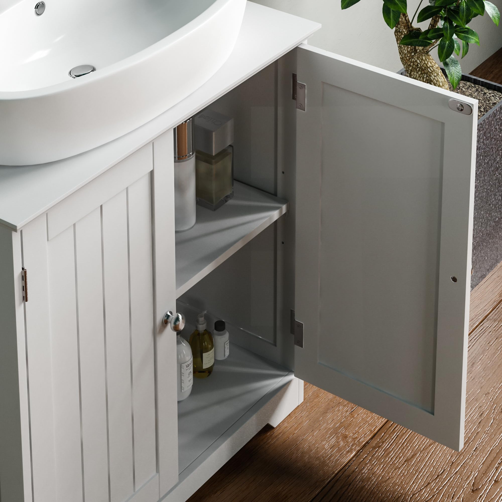 Bath Vida Priano Under Sink Bathroom Cabinet | White 2-Door Storage