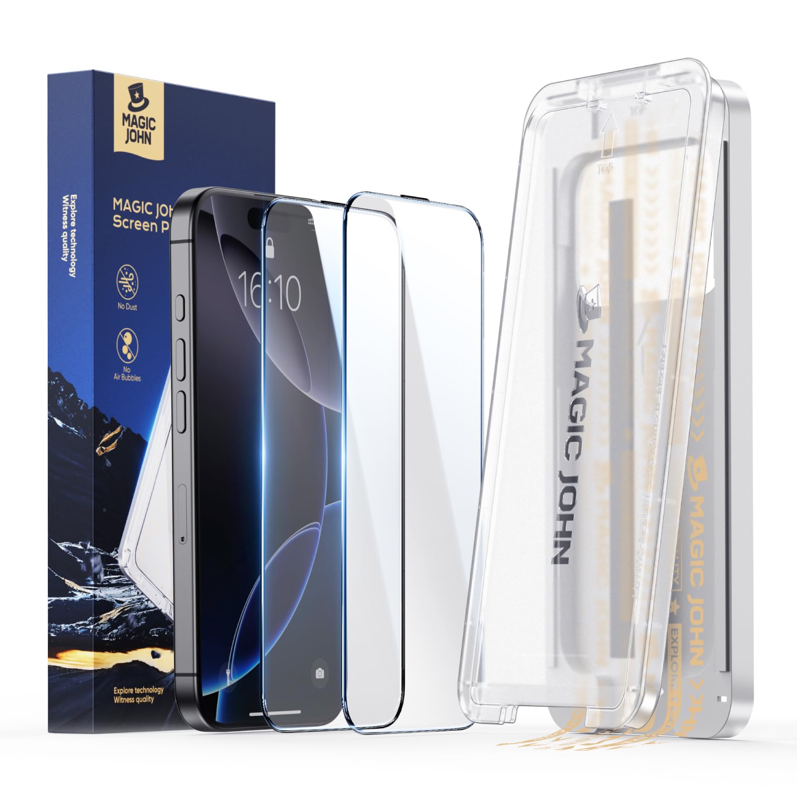 Magic John iPhone 16 Pro Max Screen Protector - HD Tempered Glass 2 Pack