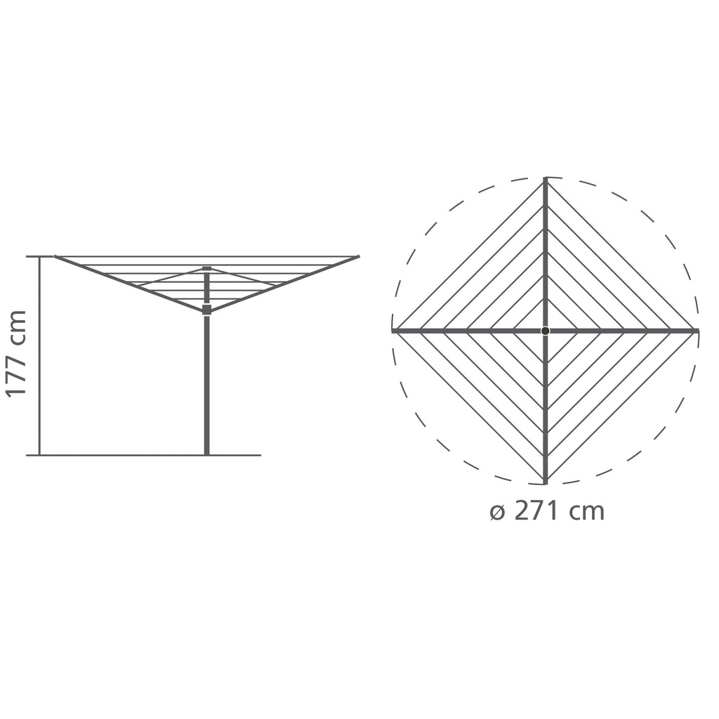 Brabantia Essential 40m Rotary Washing Line | 4-Arm Outdoor Dryer