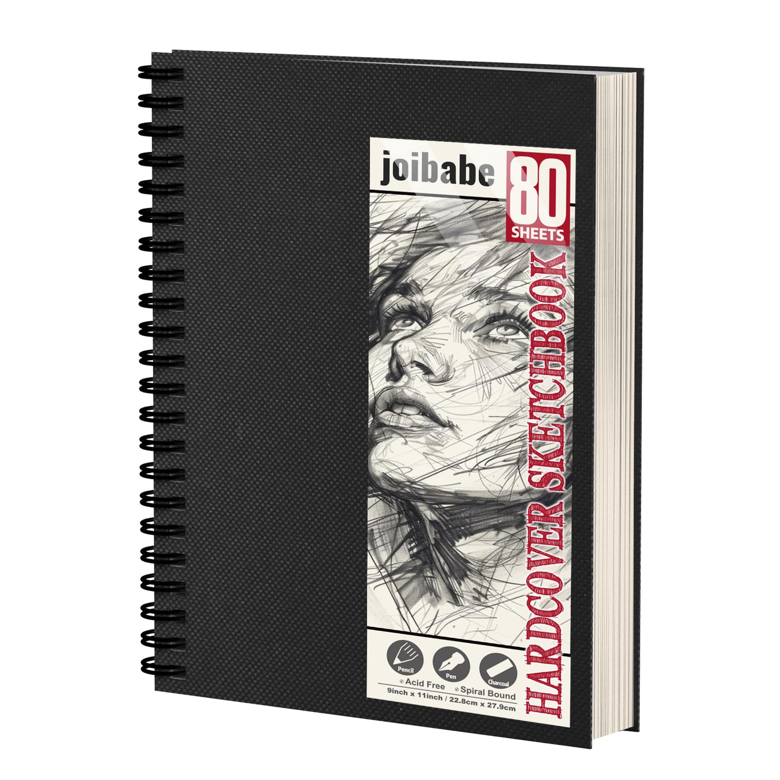 joibabe A4 Hardcover Spiral Sketchbook | 100gsm Natural White Drawing Pad