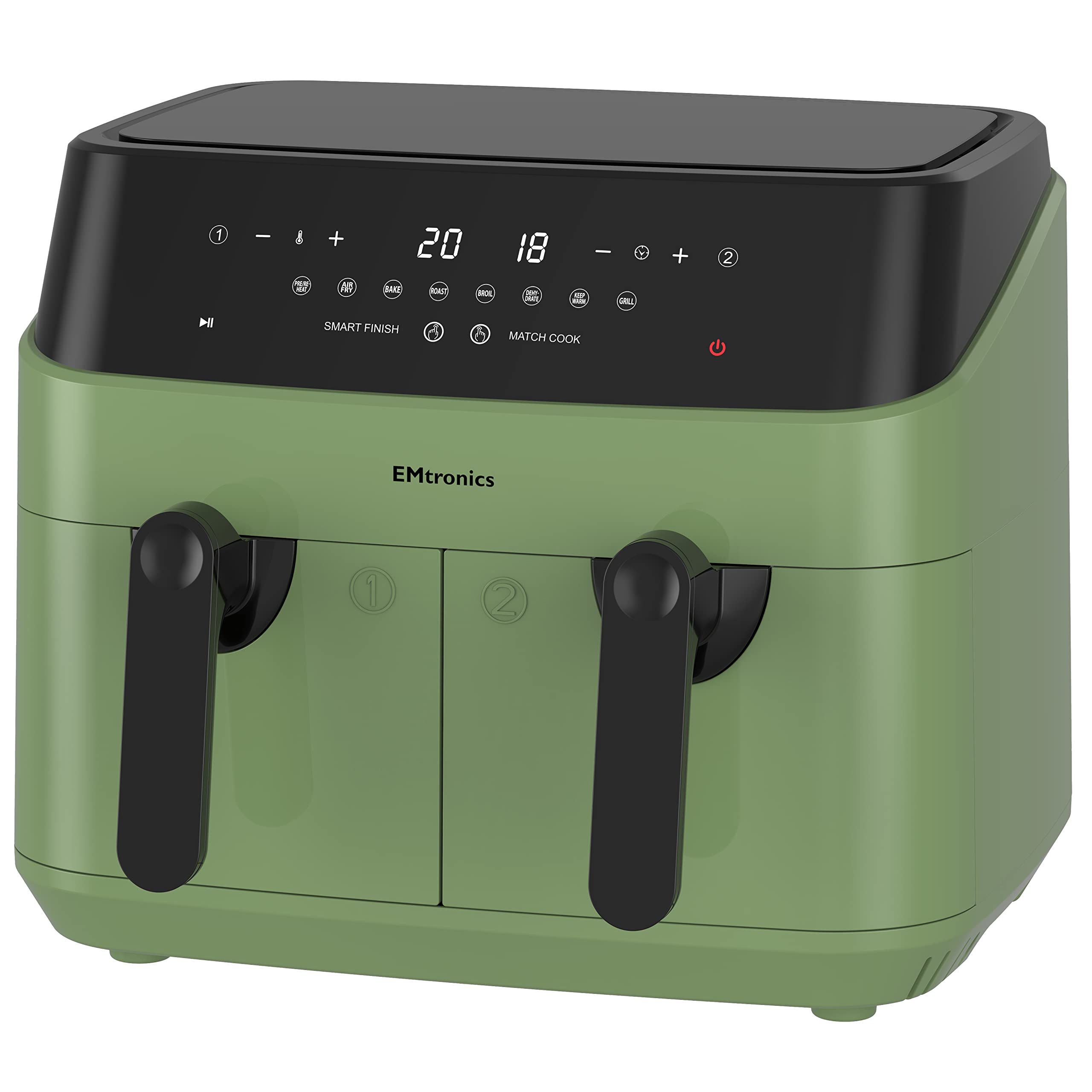 EMtronics 9L Dual Digital Air Fryer – 1750W Double Basket Healthy Cooker