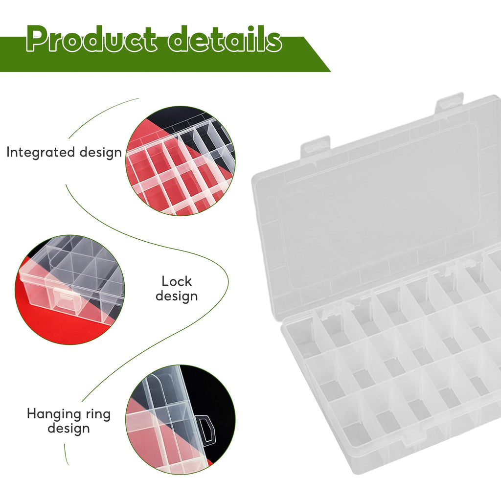 Bead Organiser Storage Box, 4PCS 24 Grids Small Compartment Craft Case - image 3