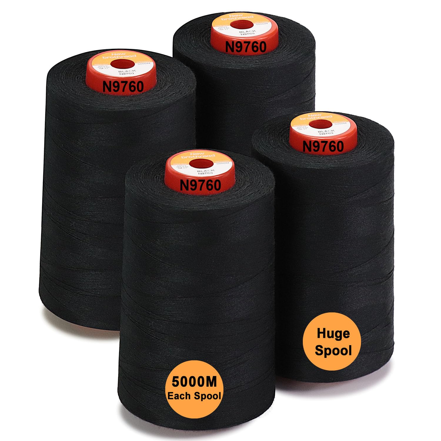 New brothread All Purpose Polyester Sewing Thread - 4 Cones x 5000M