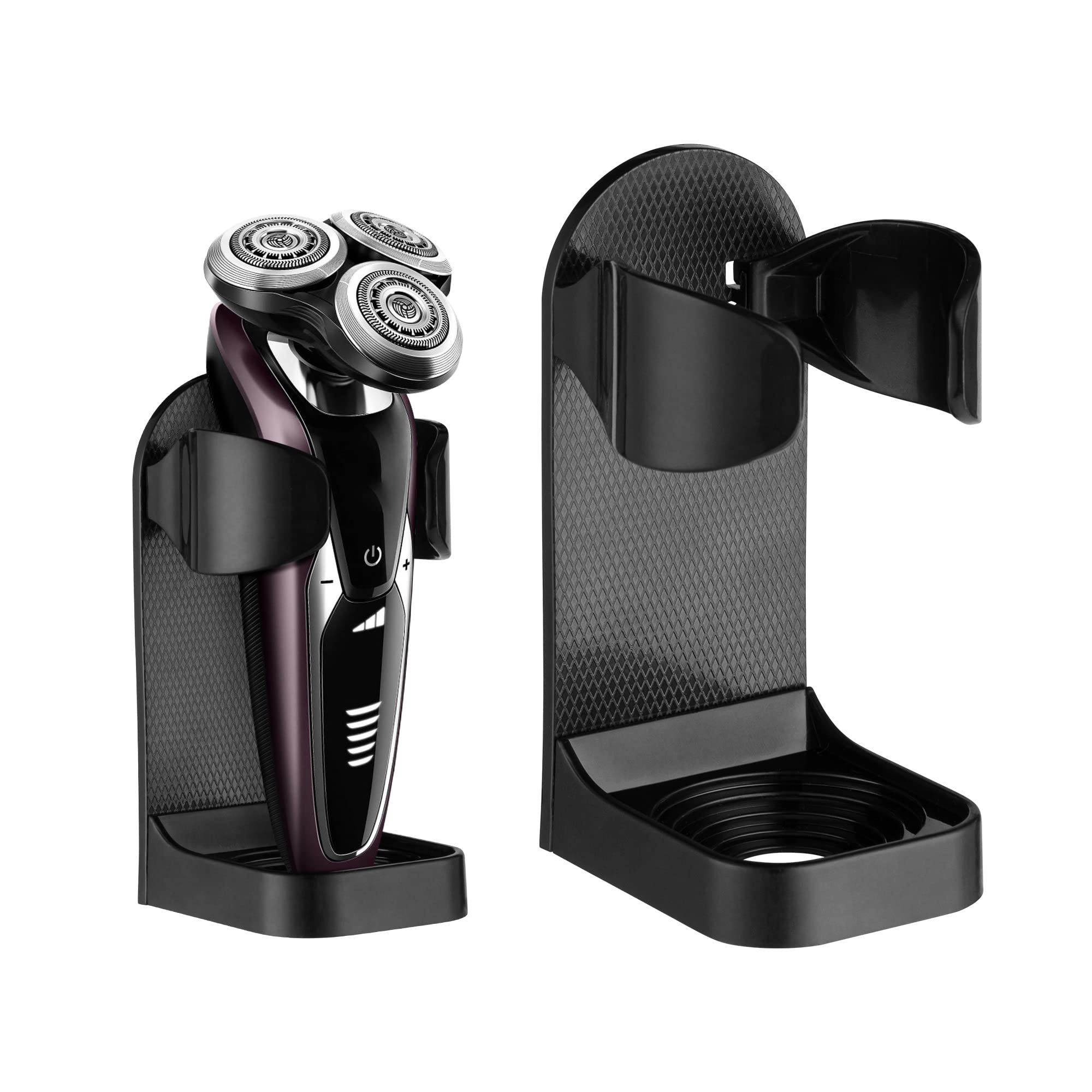 kwmobile Electric Razor Holder – Wall Mounted ABS Shaver Stand, Black