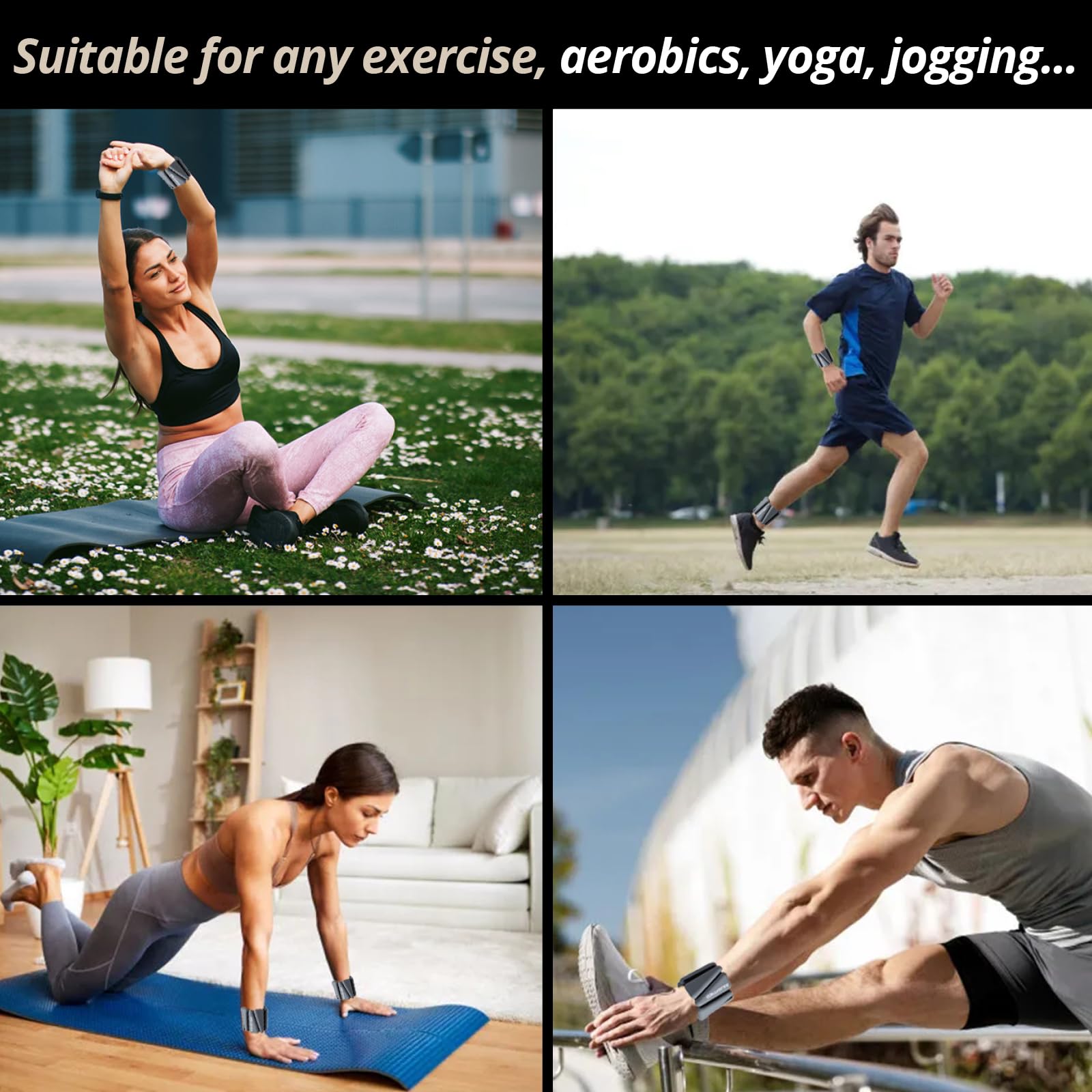 Adjustable Wrist & Ankle Weights | Set of 2 Waterproof Bands
