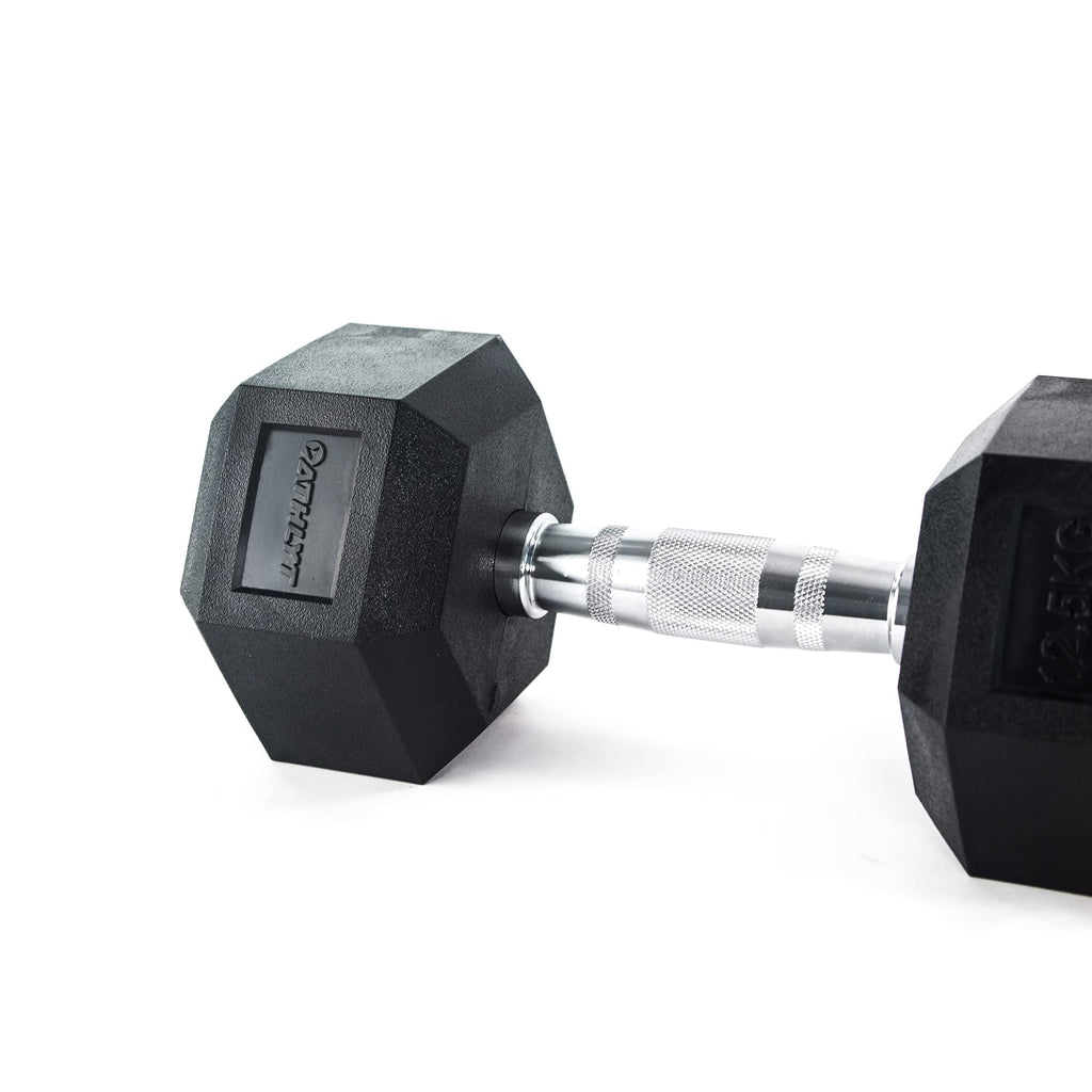 Athlyt Rubber Hex Dumbbell – 12.5kg Single Weight for Strength Training