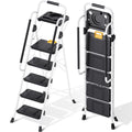 KINGRACK 5-Step Folding Ladder | 800 lbs Capacity Heavy Duty Step Stool