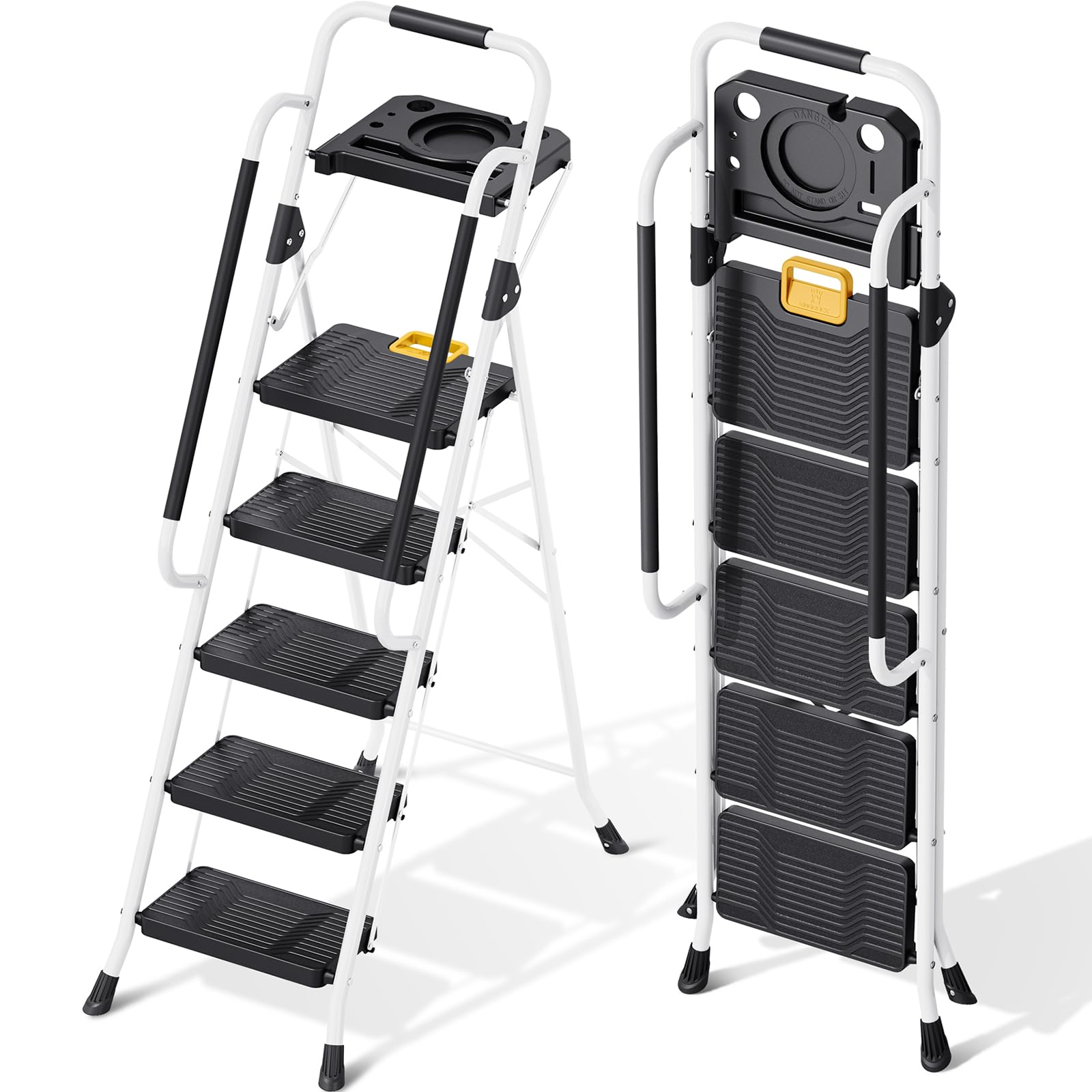 KINGRACK 5-Step Folding Ladder | 800 lbs Capacity Heavy Duty Step Stool