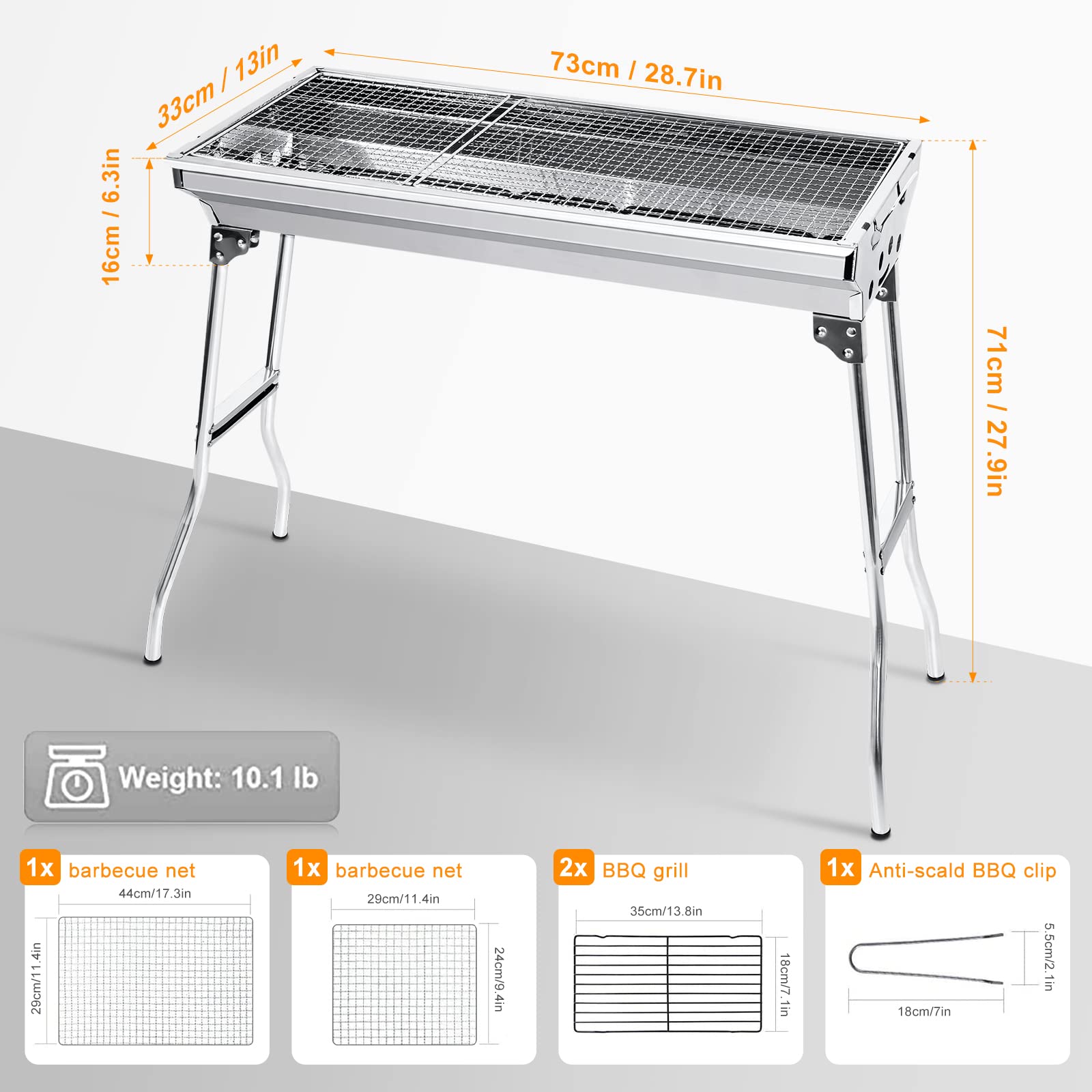 Uten Portable Charcoal BBQ Grill – Folding Stainless Steel Outdoor Grill