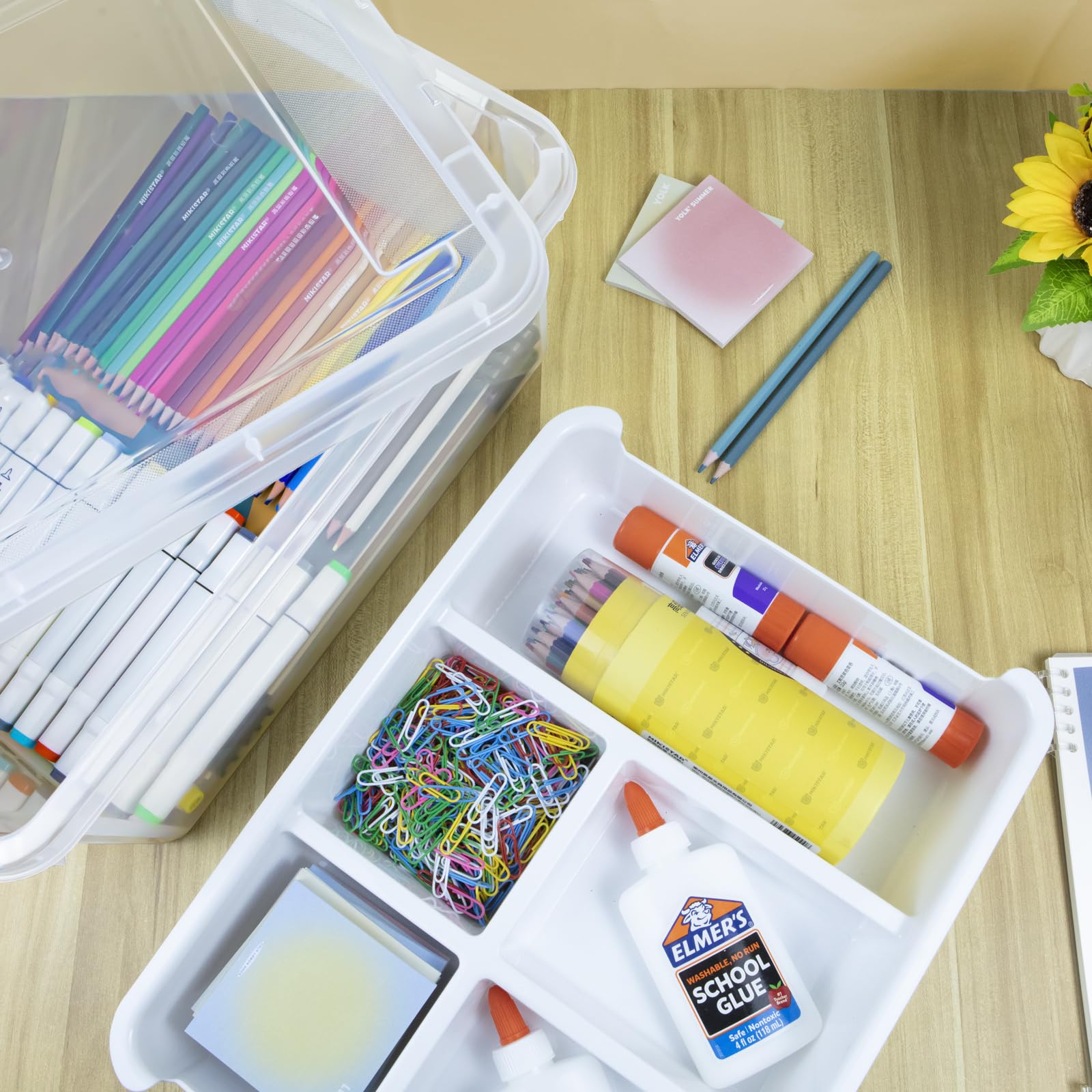 Creahaus 2-Pack 16L Stackable Craft Storage Boxes with Removable Tray