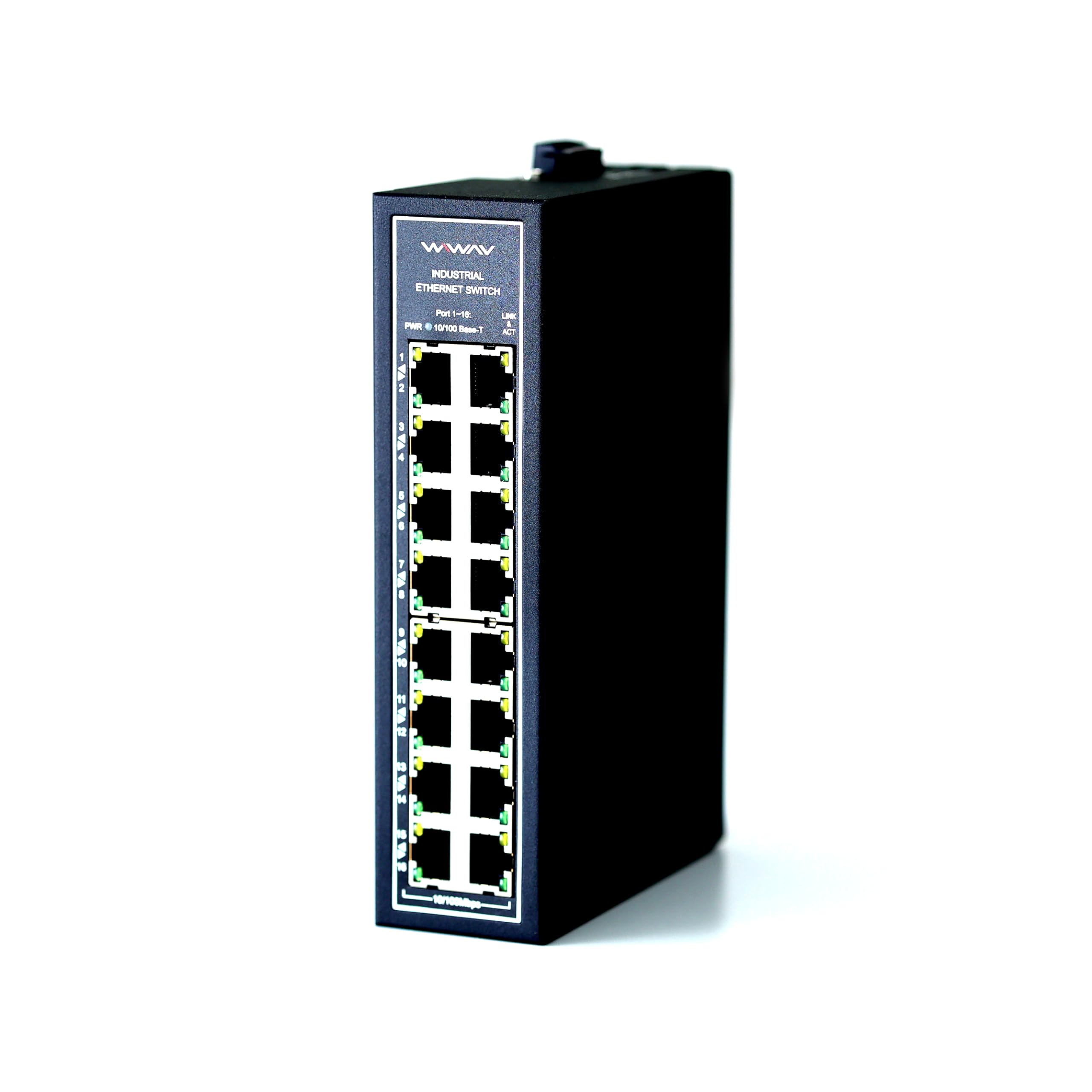 WIWAV 16-Port Industrial Ethernet Switch | Unmanaged DIN Rail Fanless