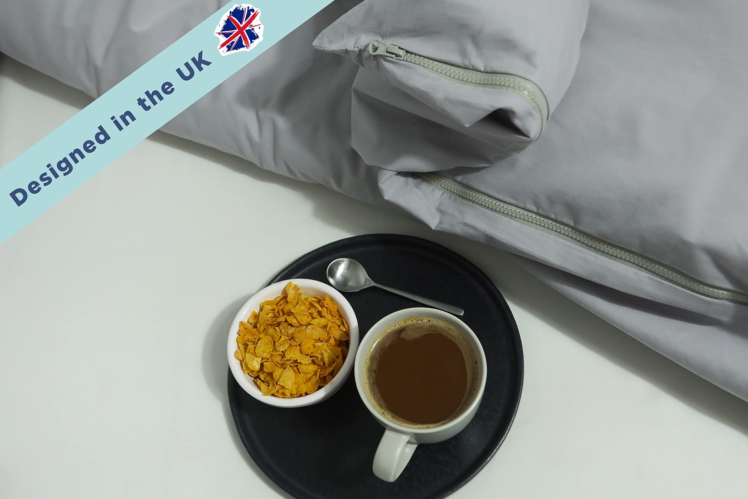 Lekka King Size Zip-Around Duvet Cover Set – Easy-Iron Grey Bedding
