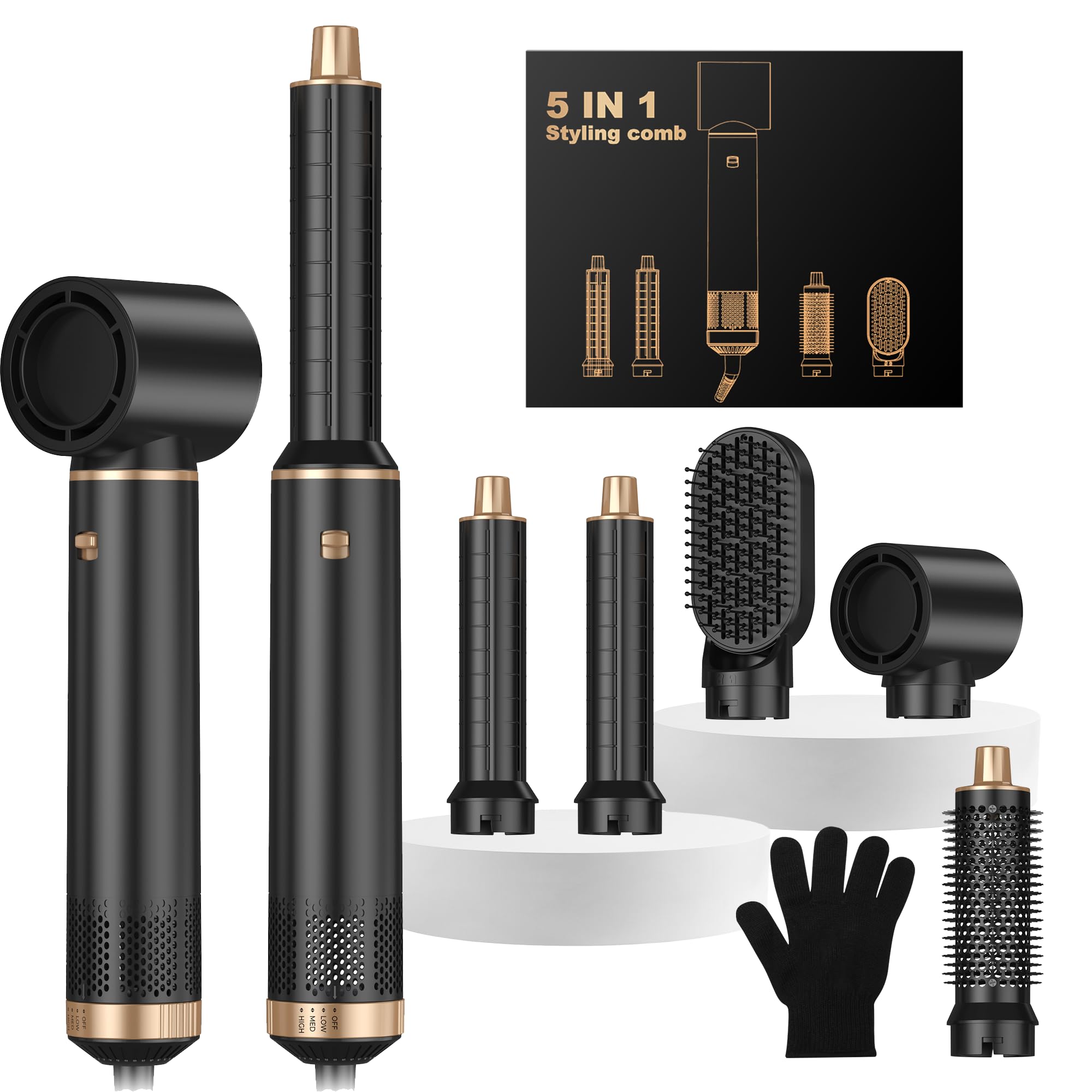 5-in-1 Airbrush Hair Styler | Ionic Hot Air Brush & Curler
