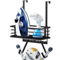 TJ.MOREE Ironing Board Holder with Storage Basket & Hooks | Wall Mount