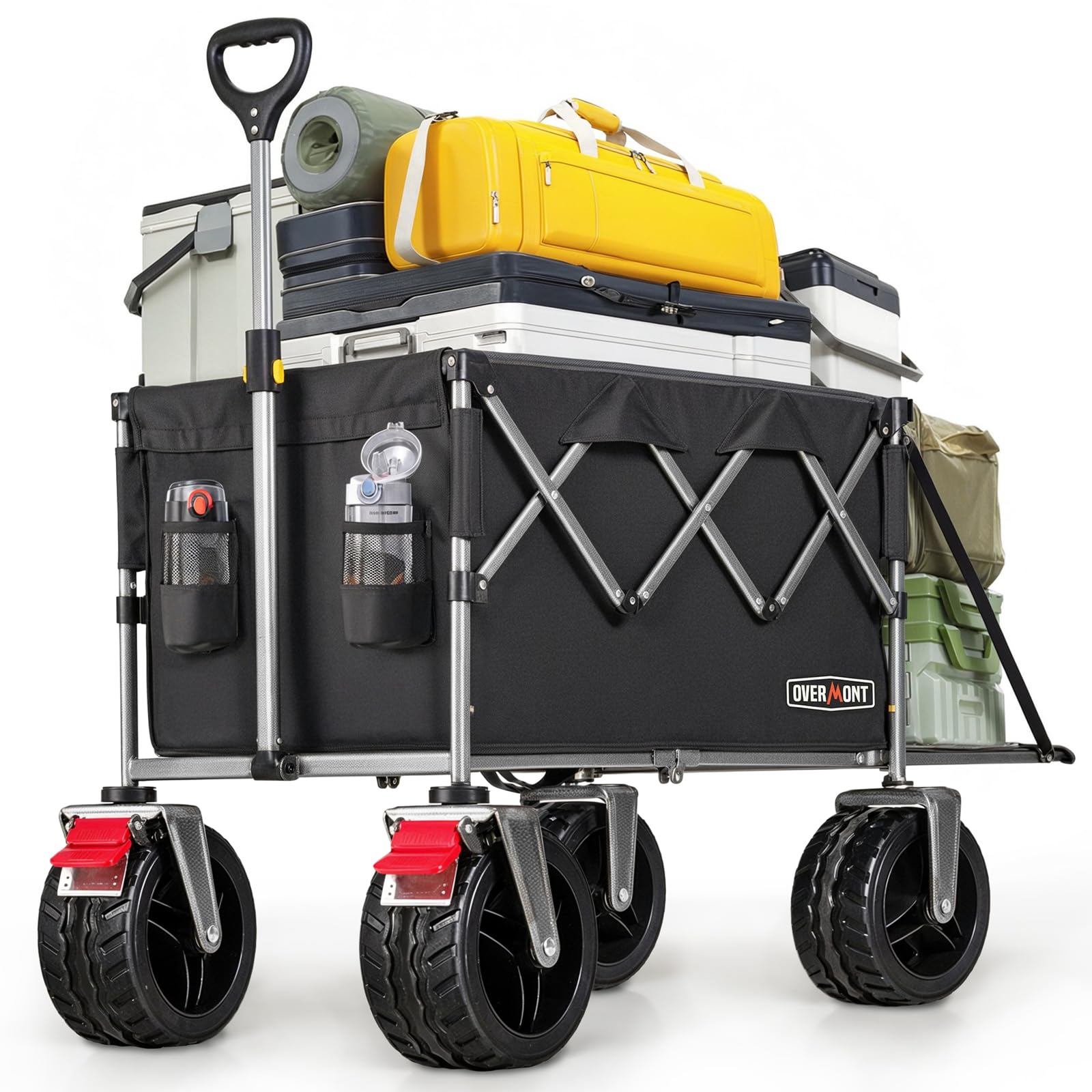 Overmont 300L Folding Wagon – Heavy Duty All-Terrain Utility Cart, 150kg