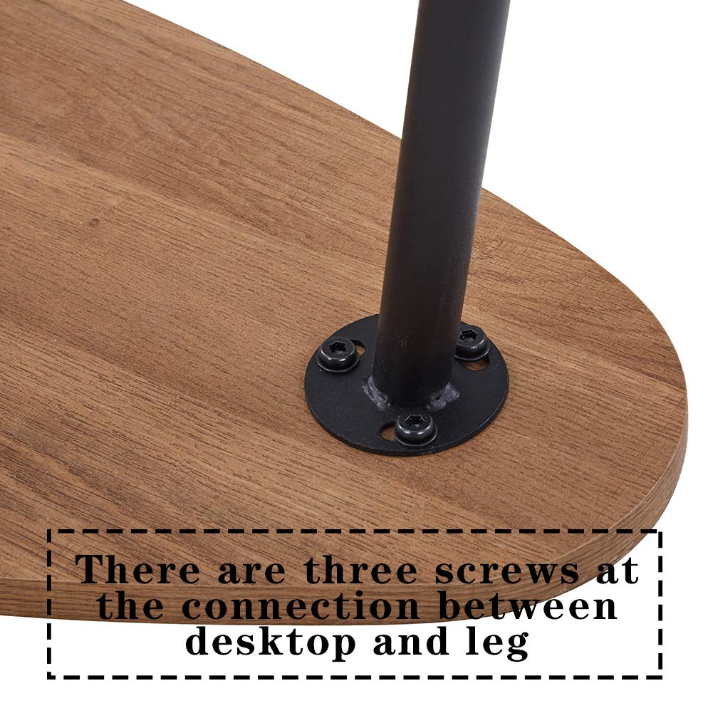 GOLDFAN Triangle Nesting Coffee Table Set of 2 - Walnut & Black Metal