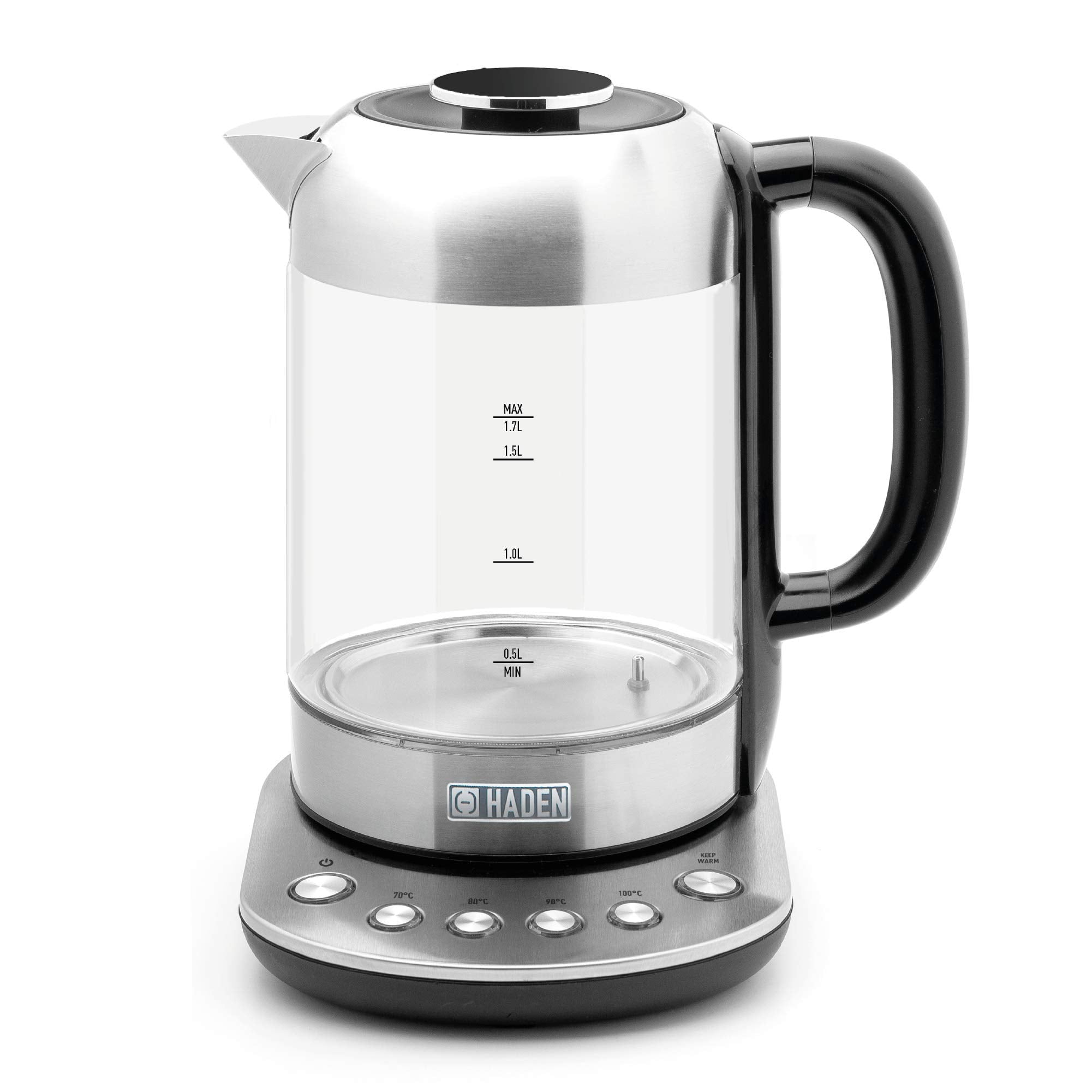 Haden Richmond Electric Kettle – 1.7L Variable Temp Glass & Steel