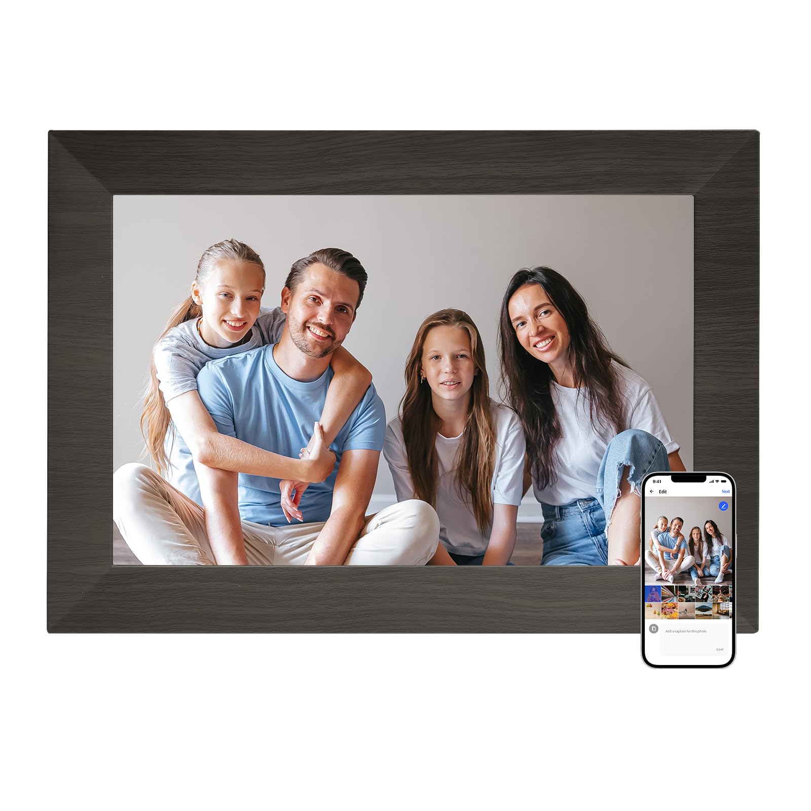 BWJBSW 10 Inch WiFi Digital Photo Frame - 32GB IPS Touchscreen Black