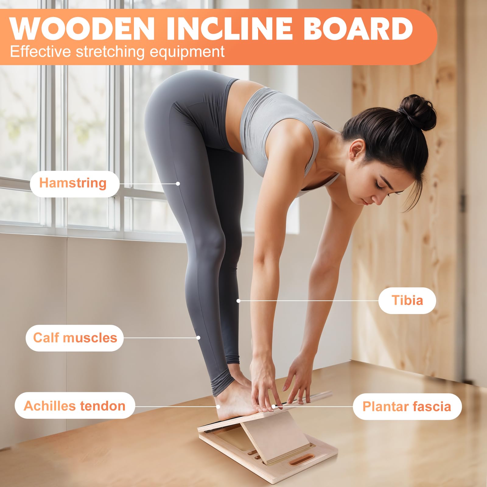 Adjustable Wooden Slant Board – 5-Level Calf Stretcher for Squats