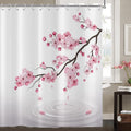 Hnmdmyi Cherry Blossom Shower Curtain | Pink Japanese Sakura Polyester
