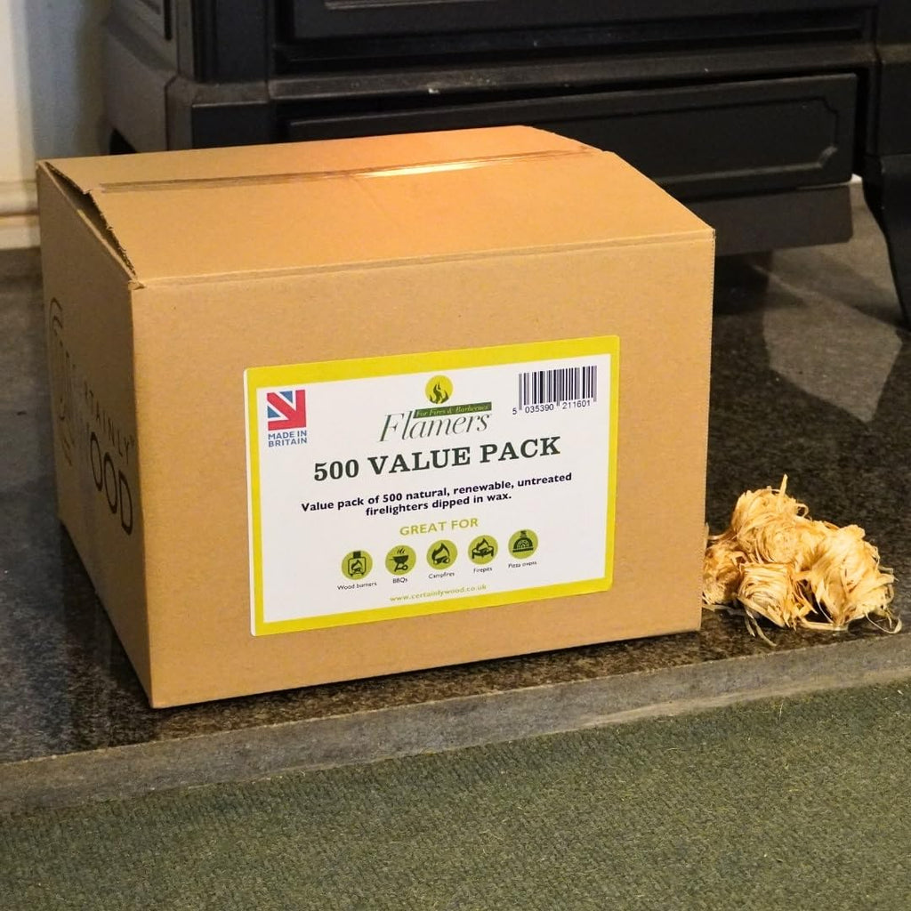 Flamers Natural Firelighters 500 Value Pack | Eco Wood Wool Fire Starters