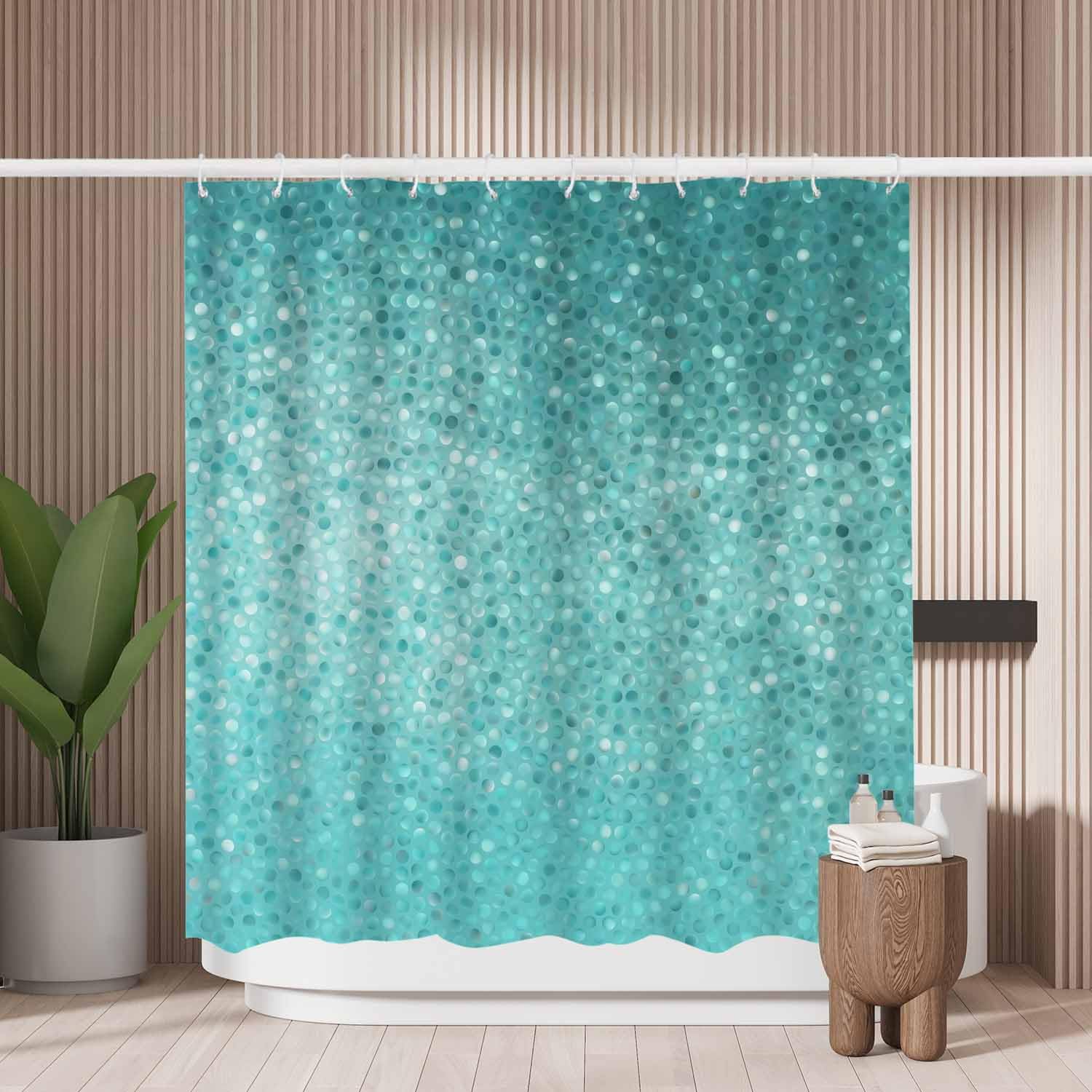 Woutay Blue Stone Shower Curtain | Mold Resistant Polyester – 180x180cm