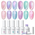 PEACECOLOR 6 Colors Cat Eye Gel Nail Polish Set | Magnetic Pearl UV LED Gel