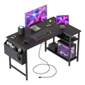 Mericonia Reversible Corner Desk, w. Power Outlets, 100x70cm, Black