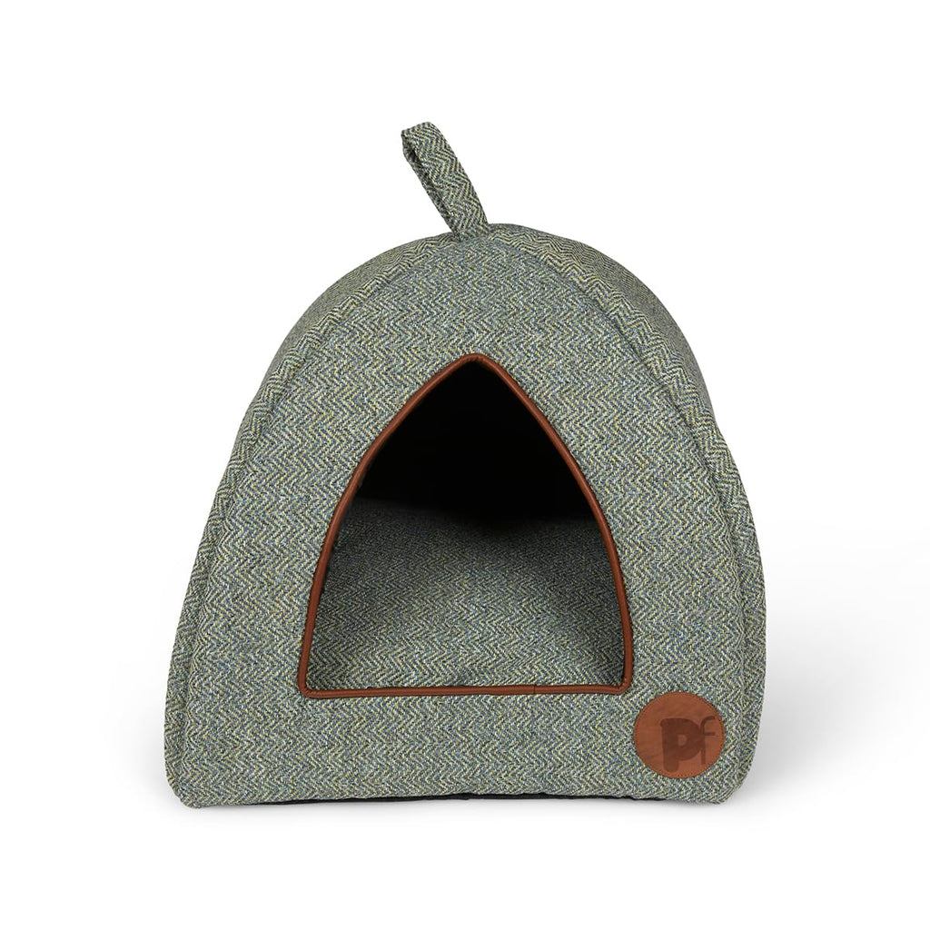 Petface Sage Herringbone Igloo Cat Bed – Cozy Plush Indoor Pet Cave