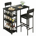 Crevyteg Compact 3-Piece Breakfast Bar Set for Small Spaces - Includes Storage Shelf Table & 2 High-Back PU Leather Stools - image 1