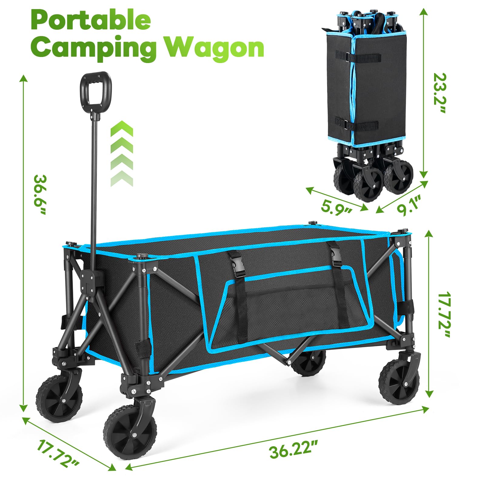 Jolof Store Heavy Duty Folding Wagon – 150L Foldable Camping Cart