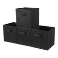 BrillantJo Fabric Storage Bins – Set of 4 Foldable Cube Organisers, Black