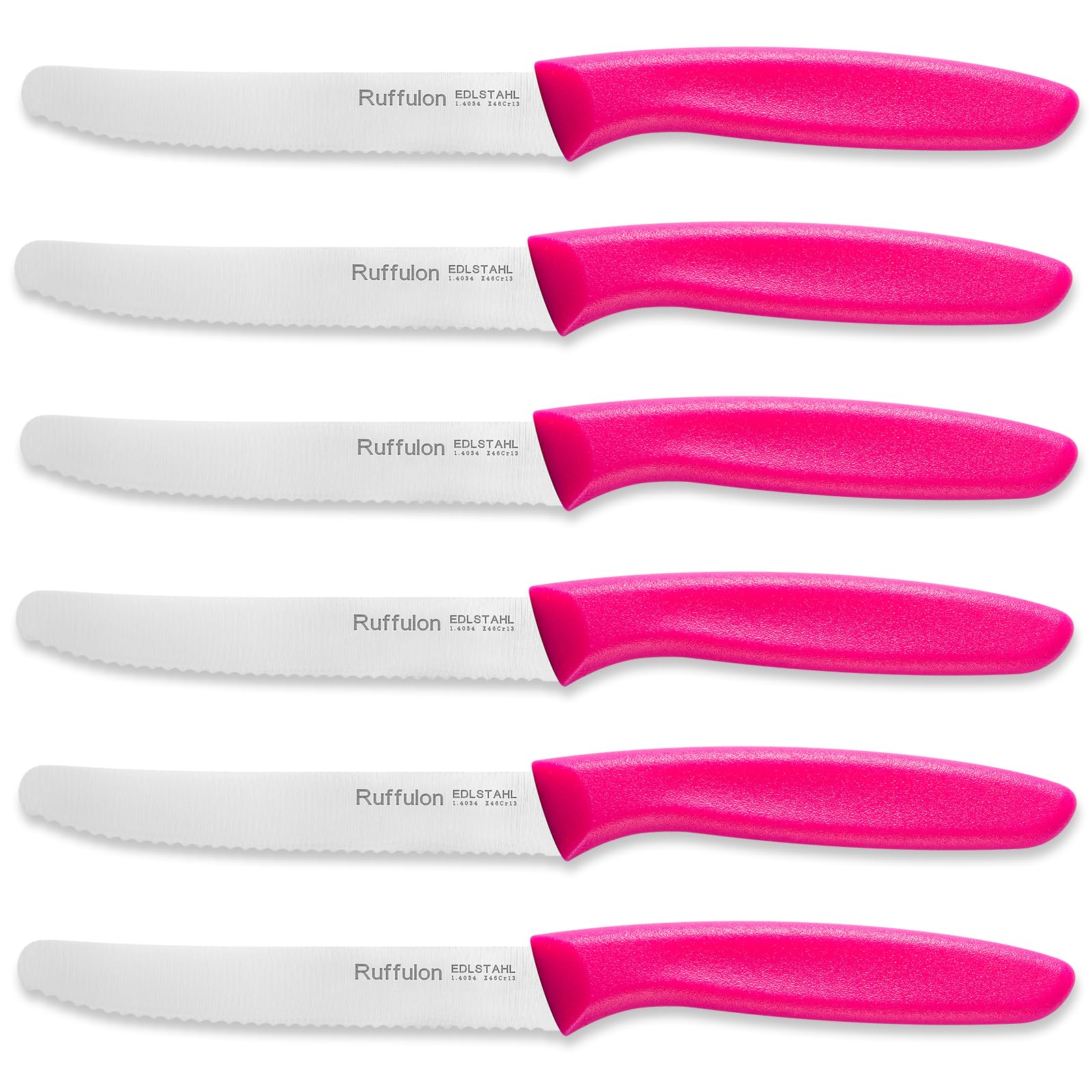 Ruffulon Serrated Tomato Knife Set of 6 – Stainless Steel Utility Knives