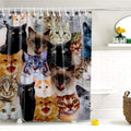 Jolof Store Cat Shower Curtain | Boho Leaves Pattern Polyester - 180x180cm