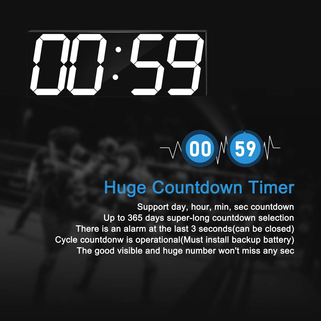 CHKOSDA Large Digital Wall Clock | 6" LED Display with Countdown Timer