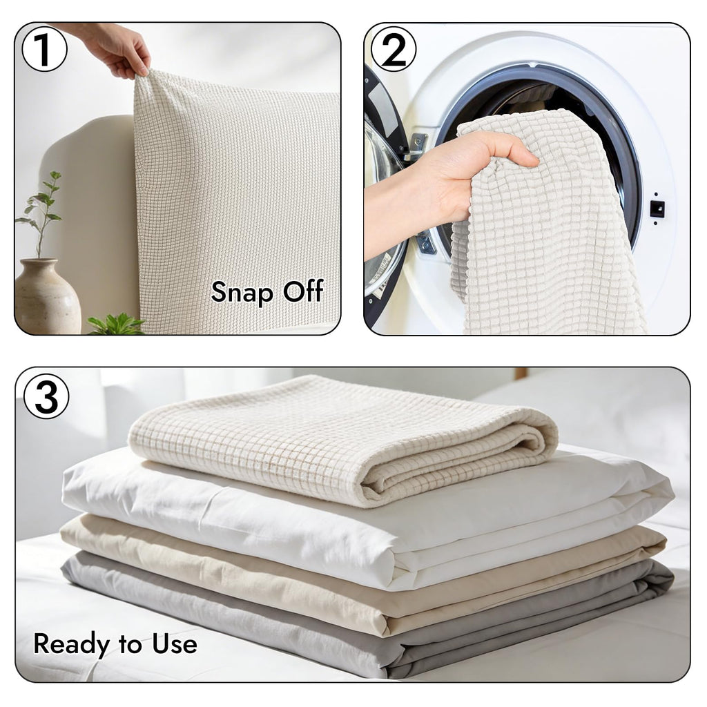 Niuoppy Bed Headboard Cover Fully Wrapped, Stretch Head Board Covers for Single Bed, Beds Headboard Protector Dustproof and Cat Scratch-proof - image 5