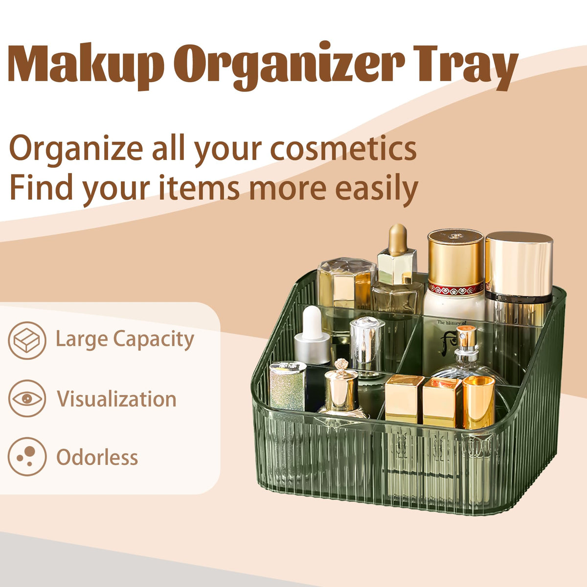 Homeanda Makeup Organiser Storage Compartments, Skin Care Cosmetic Organiser, Makeup Organiser and StorageGreen - image 4